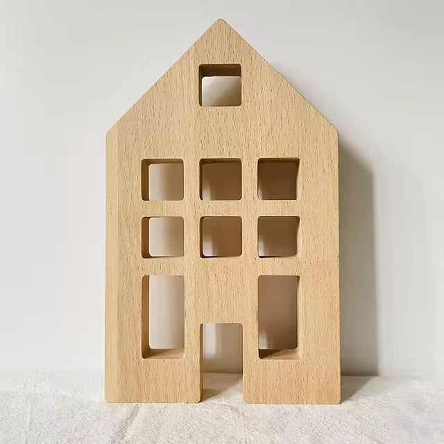 Wooden Rainbow Block House