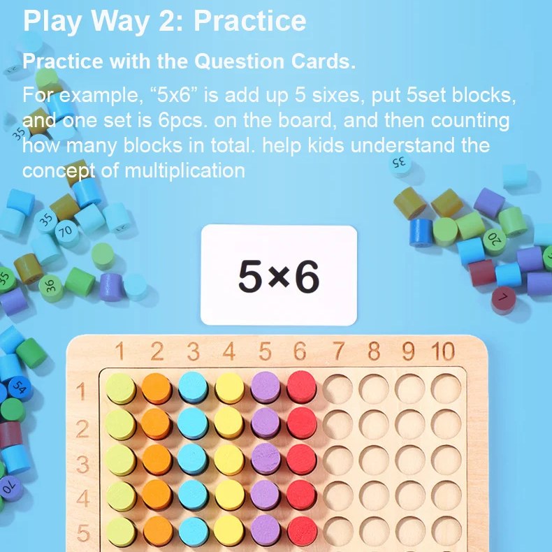 Wooden Multiplication Math Board