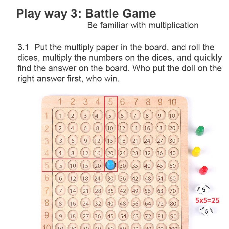 Wooden Multiplication Math Board